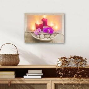 Nexos 74513 Nástenná maľba orchidea so sviečkami, 6 LED, 30 x 40 cm
