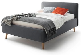 Antracitová čalúnená dvojlôžková posteľ s úložným priestorom s roštom 140x200 cm Mattis – Meise Möbel
