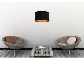 Závesné svietidlo Mediolan, 1x čierne/zlaté textilné tienidlo, (fi 35cm)