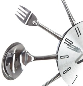 Nástenné hodiny Cutlery, chrómová