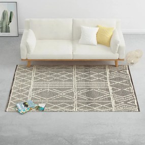 Ručne tkaný koberec, vlna 140x200 cm, čierny/biely