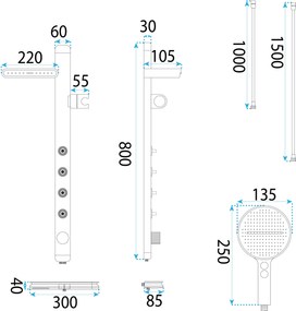 Rea Karl, LED termostatický sprchový set, grafitová, REA-P4880