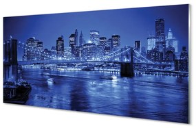 Nástenný panel  Panorama most mrakodrapy river 100x50 cm