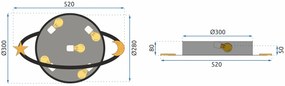 Toolight - Stropná lampa Moon Black E27 60W APP866-C, čierna, OSW-08961