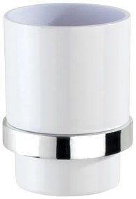 WENKO 23847800-Kelímok na zubné kefky TURBO-LOC QUADRO ED. 7x9,5 cm lesklý chróm/biela