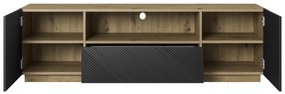 TV stolík Asha 167 cm s otvorenou policou - artisan / čierny mat