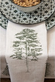 Béžový bavlnený obrus so stromčekmi Natural Pine Trees - 150*250 cm