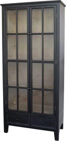 Čierna antik drevená skriňa / vitrína s policami Floriette - 105*40*200 cm