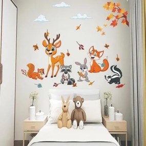 Veselá Stena Samolepka na stenu na stenu Veselé lesné zvieratká