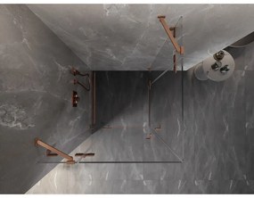 Mexen Lunar Duo, výklopný sprchový kút 80 x 80 cm, 8mm číre sklo, profil medená matná, 834-080L-080P-65-00