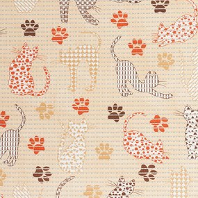 Kúpeľňová penová rohož / predložka PRO-105 Mačky a labky na béžovom - metráž šírka 65 cm
