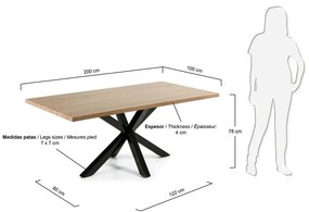 Jedálenský stôl v dekore dubového dreva Kave Home, 200 x 100 cm