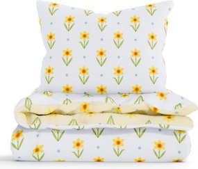Francúzske bavlnené obliečky Renforcé - Narcis bieložlté
