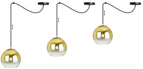 Závesné svietidlo Bergen Gold Spider, 1x zlaté/transparentné sklenené tienidlo (fi 20cm)