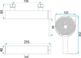 Rea Rivo, nástenná sprchová batéria s ručnou sprchovou súpravou, brúsená oceľ, REA-B9326