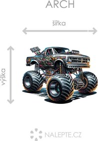 Monster truck 01 textilní prelepiteľná nálepka na stenu hárok 45 x 34 cm