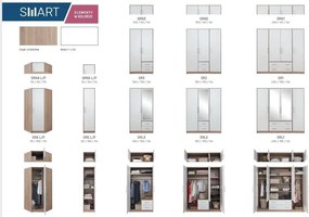 Šatník Smart 200 cm, artisan, zrkadlo