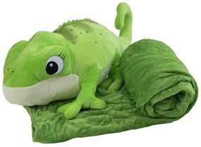 Plyšový CHAMELEON s detskou dekou vo vnútri, zelený