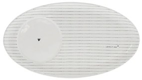 Oval Plate White /Stripes 25,5x14,5cm