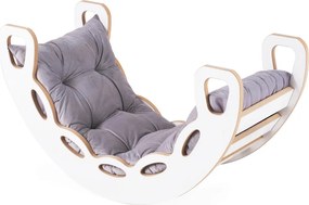 Multifunkčná detská súprava 4v1 – hojdačka, šmykľavka a vankúš sivá