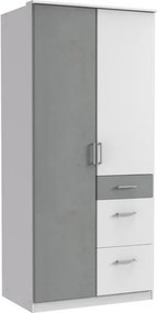 Šatníková skriňa bez zrkadla Click, 91 cm, biela/šedý betón