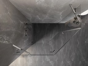 Mexen Lunar, päťuholníkový sprchový kút naklápací doľava 100 x 90 cm, 8mm číre sklo, chrómový profil, 831-100L-090P-01-00-L