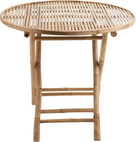 Prírodný bambusový kulatý skládací odkladací stolík Bamboo Pliable - Ø 90*76cm