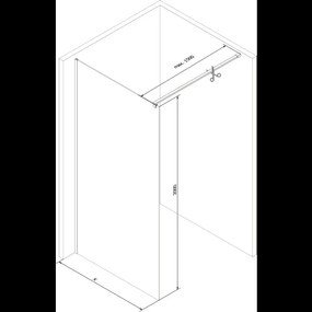 Mexen Kioto sprchová zástena 90x200 cm 8 mm, chrómový profil, sklo čierny vzor 2, 800-090-101-01-78