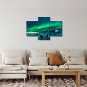 Obraz ľudí a polárna žiara (90x60 cm)