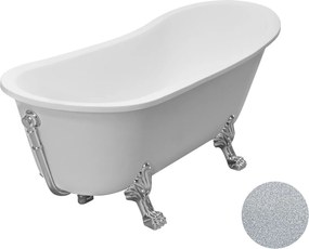 Besco Akrylátová voľne stojaca vaňa Olaya Glam S 160x68 s prepadom BESCO-Typ výpuste: Click-Clack s prepadom, čierna matná, BESCO-Nôžky: Chróm