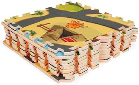 Penová podložka pre deti, puzzle safari, 9 dielov, 93x93cm