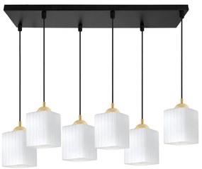 Závesné svietidlo Riffle Square, 6x biele sklenené tienidlo, b/g