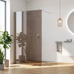 Bezrámová sprchová zástena REA FLEXI 110 cm, chróm/hnedá dymová - bez vaničky