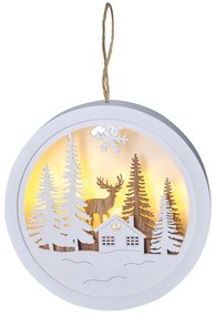 Solight 1V223-A LED dekorácie závesná, vianočný les a jeleň, biela a hnedá, 2x AAA, IP20, teplá biela