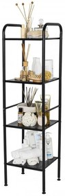 Erga Lexa, kúpeľňový kovový regál so 4 policami 28x33x114,5 cm, čierna matná, ERG-YKA-P.LEXA-4-BLK