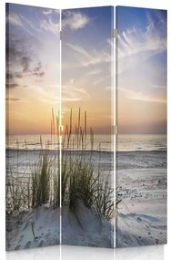 Ozdobný paraván Západ slunce na mořské pláži - 110x170 cm, trojdielny, obojstranný paraván 360°