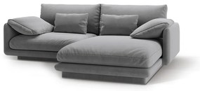 Svetlosivá zamatová rohová pohovka (pravý roh/s leňoškou) Torino – Micadoni