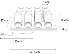 Sada 12 zlatých RGBW nabíjateľných stolových lamp vrátane nabíjacej stanice - Alessia
