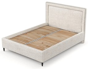 Krémová čalúnená dvojlôžková posteľ s úložným priestorom s roštom 180x200 cm Baleine – Maison de Rêve