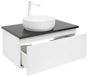 Kúpeľňová skrinka s umývadlom a kamennou krycí doskou SAT B-Way 79x30x45 cm biely lesk BWAY80WTKUB