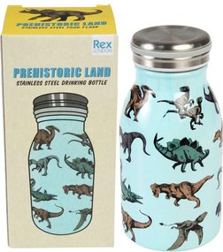 Svetlomodrá detská fľaša z nehrdzavejúcej ocele 250 ml Prehistoric Land – Rex London