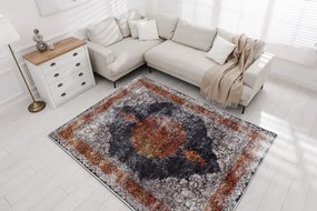 MIRO 51186.808 umývací koberec Rozeta, rám protišmykový - tmavomodrá / medený Veľkosť: 80x150 cm