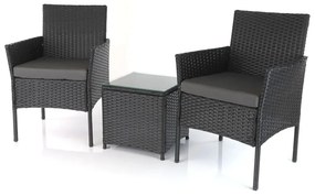 Záhradný balkónový set Nilo - 2 miesta, čierna