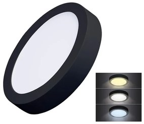 Solight WD170-B Stropný mini panel LED 12W, 900lm, 3000K/4000K/6000K, okrúhly, IP20, čierna