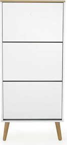 Biela skrinka na topánky s detailmi v dekore dubového dreva s 3 výkopy Tenzo Dot