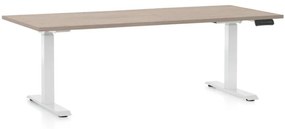 Výškovo nastaviteľný stôl OfficeTech D, 180 x 80 cm, biela podnož, dub