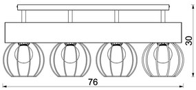 Prisadený luster MENTON 4xE27/15W/230V čierna/hnedá/dub