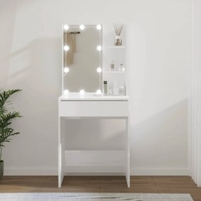 Toaletný stolík s LED lesklý biely 60x40x140 cm 808834