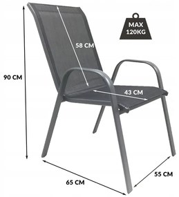 Záhradná stolička MAJORKA 55 x 65 x 90 cm šedá