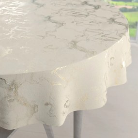 Biante Veľký zamatový okrúhly obrus Isabela IBL-017 Zlatý/dymový mramor na smotanovom Ø 220 cm